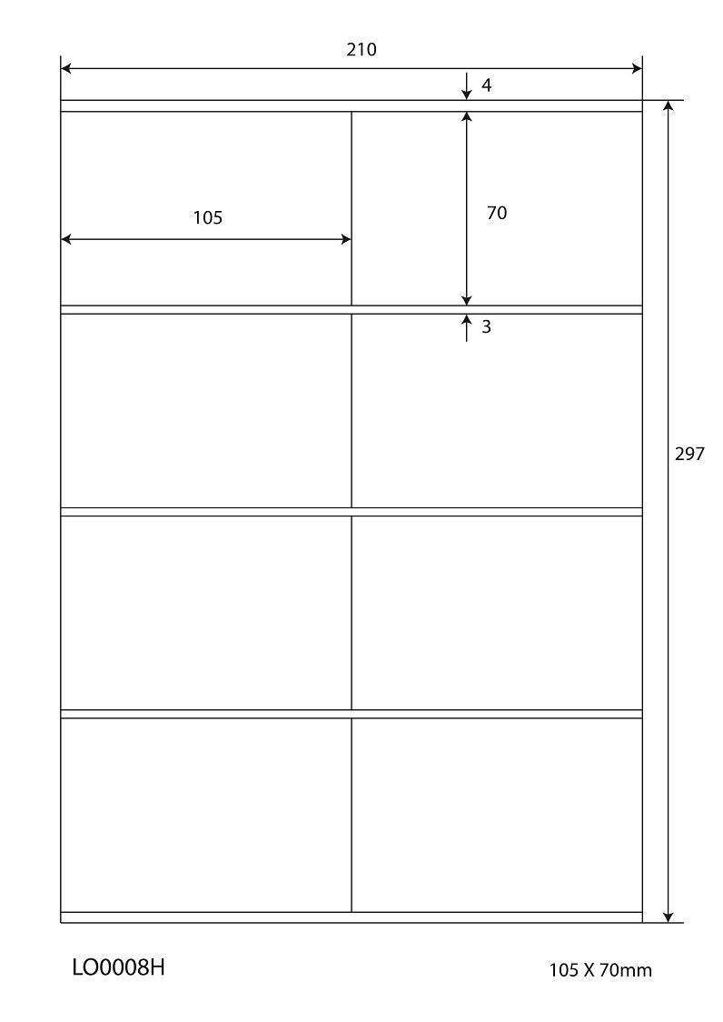 100 DIN A4 sheets 105x70 mm 70g ES0008H-70-0