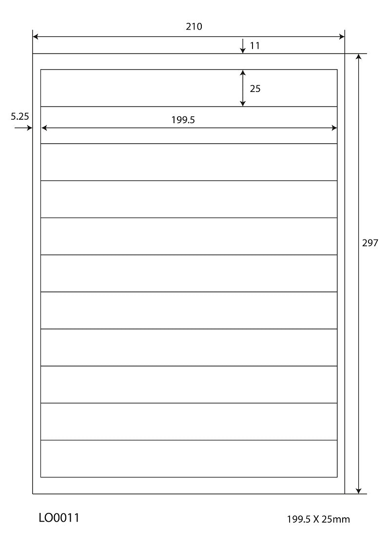 100 DIN A4 sheets 199.5x25 mm 70g ES-0011-70-0