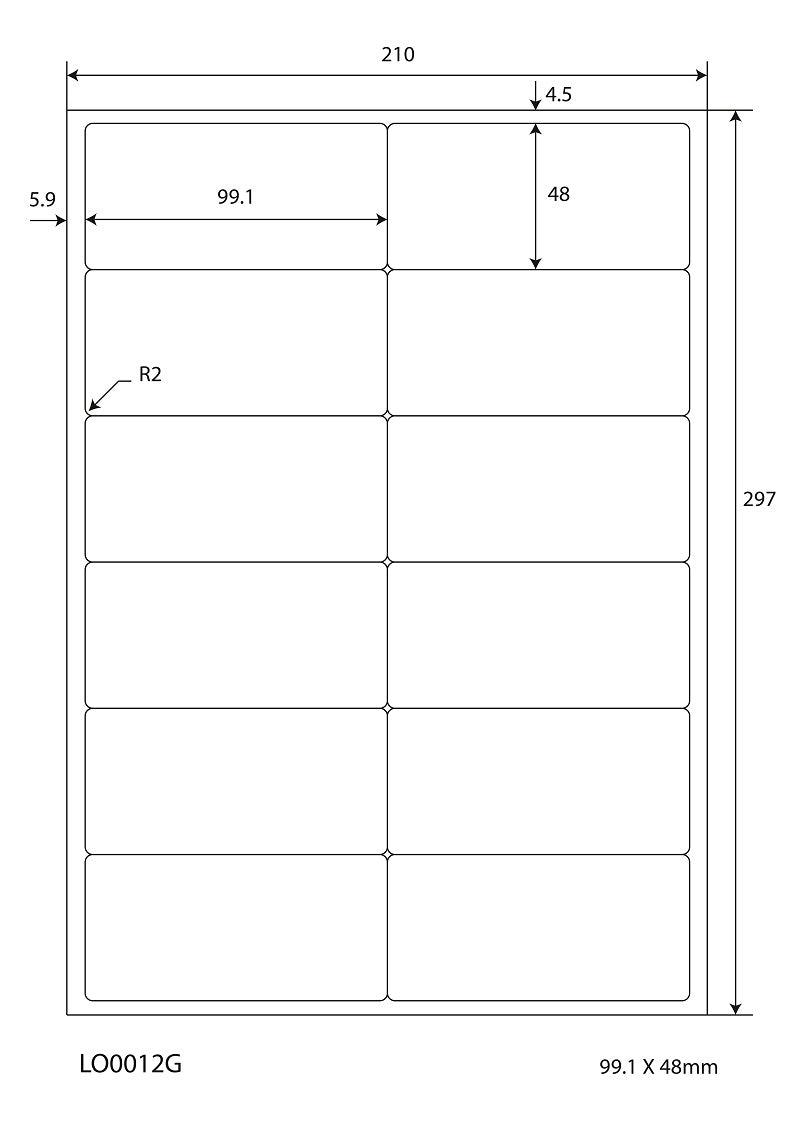 100 DIN A4 sheets 99.1x48mm 70g ES0012G-70-0