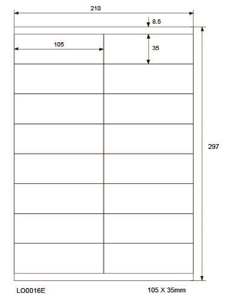 1600 universal labels 105x35mm, on 100 Din A4 sheets, glossy, self-adhesive LO-0016-E-80