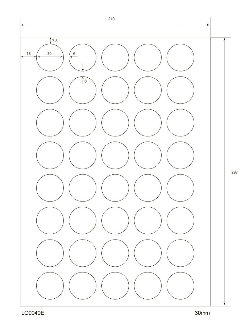 100 DIN A4 sheets 30mm round 70g ES0040E-70-0