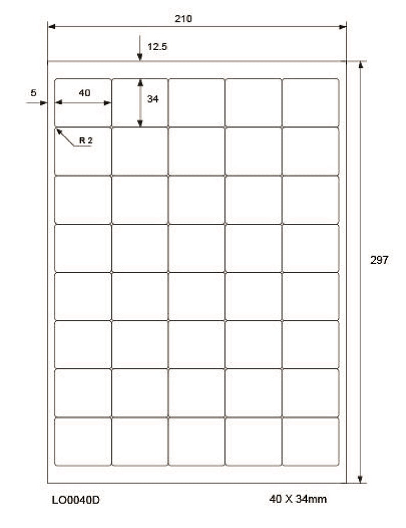 4000 universal labels 40x34mm, on 100 DIN A4 sheets, glossy, self-adhesive LO-0040-D-80
