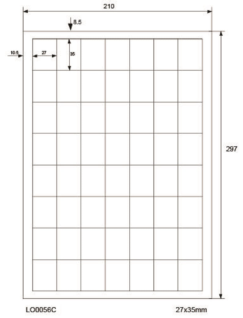 5600 universal labels 27x35mm, on 100 DIN A4 sheets, glossy, self-adhesive LO-0056-C-80