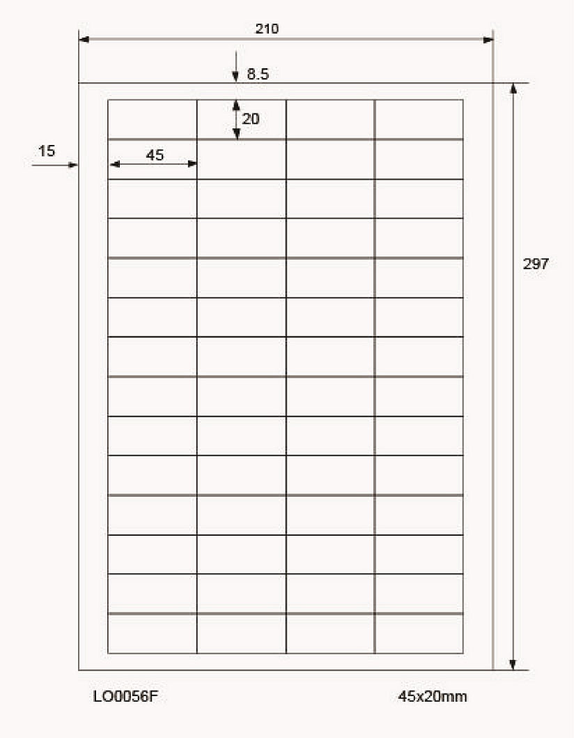 5600 universal labels 45x20mm, on 100 DIN A4 sheets, glossy, self-adhesive LO-0056-F-80