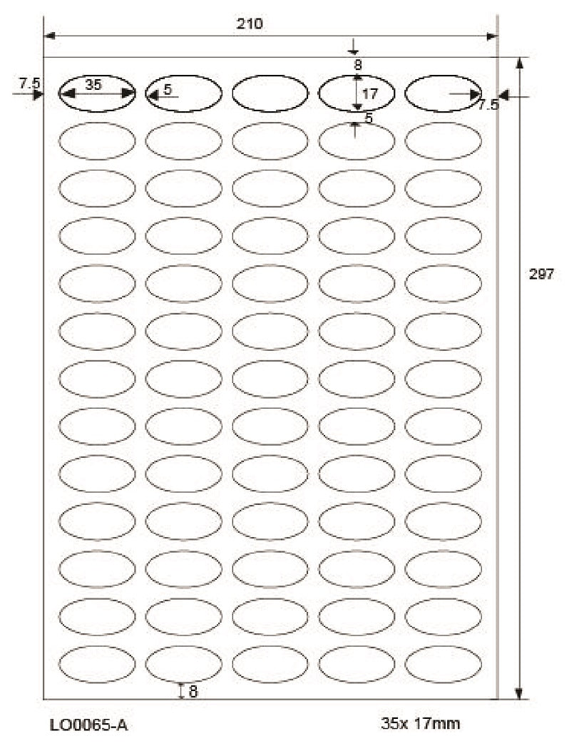 100 DIN A4 sheets 35x17mm 70g ES0065A-70-0, Oval