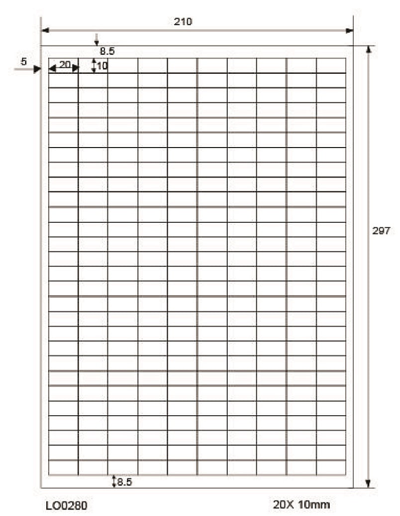 100 DIN A4 sheets 20x10mm 70g ES0280-70-0
