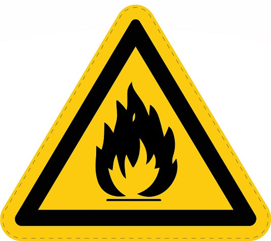 1 stuk Warning sticker "Warning about flammable substances" made of PVC plastic, ES-SIW-001