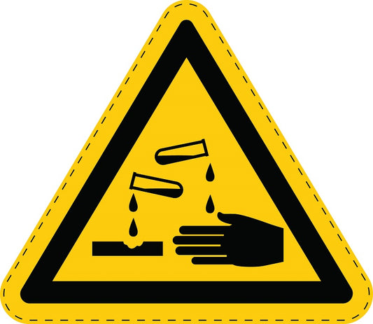 1 stuk Warning sticker "Warning about corrosive substances" made of PVC plastic, ES-SIW-004