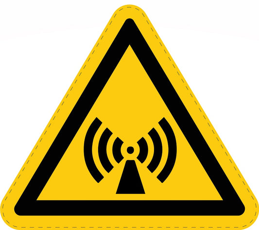 1 stuk Warning sticker "Warning about insulating electromagnetic radiation" made of PVC plastic, ES-SIW-012