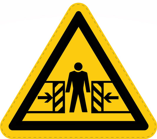 Warning sticker "Warning of risk of crushing" made of PVC plastic, ES-SIW-023