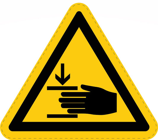 Warning sticker "Warning of hand injuries" made of PVC plastic, ES-SIW-027