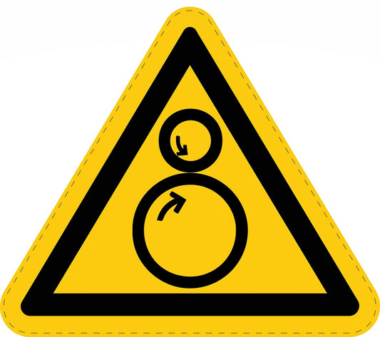 Warning sticker "Warning of danger of being pulled in" made of PVC plastic, ES-SIW-030