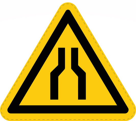 Warning sticker "Warning of narrow spaces" made of PVC plastic, ES-SIW-031
