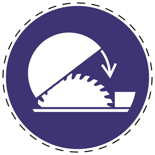 Mandatory stickers “Use table saw protective cover” made of PVC plastic, LH-SIM050